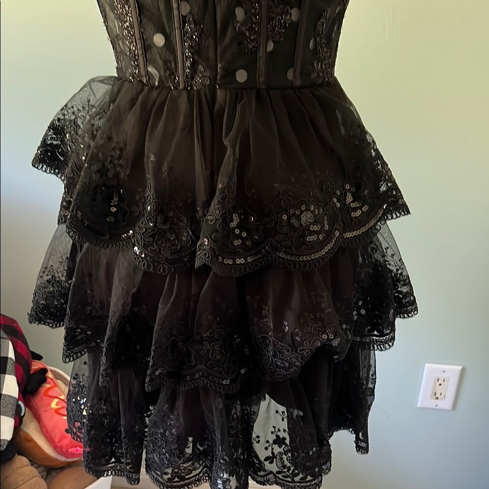 NWT LULUS Elegant Black see through mesh top dress - Picture 7 of 8
